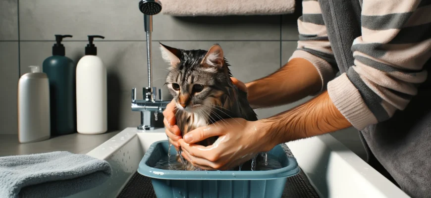 Мытье кошки