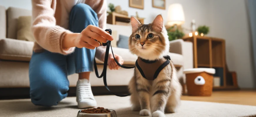 Приучение кошки к поводку